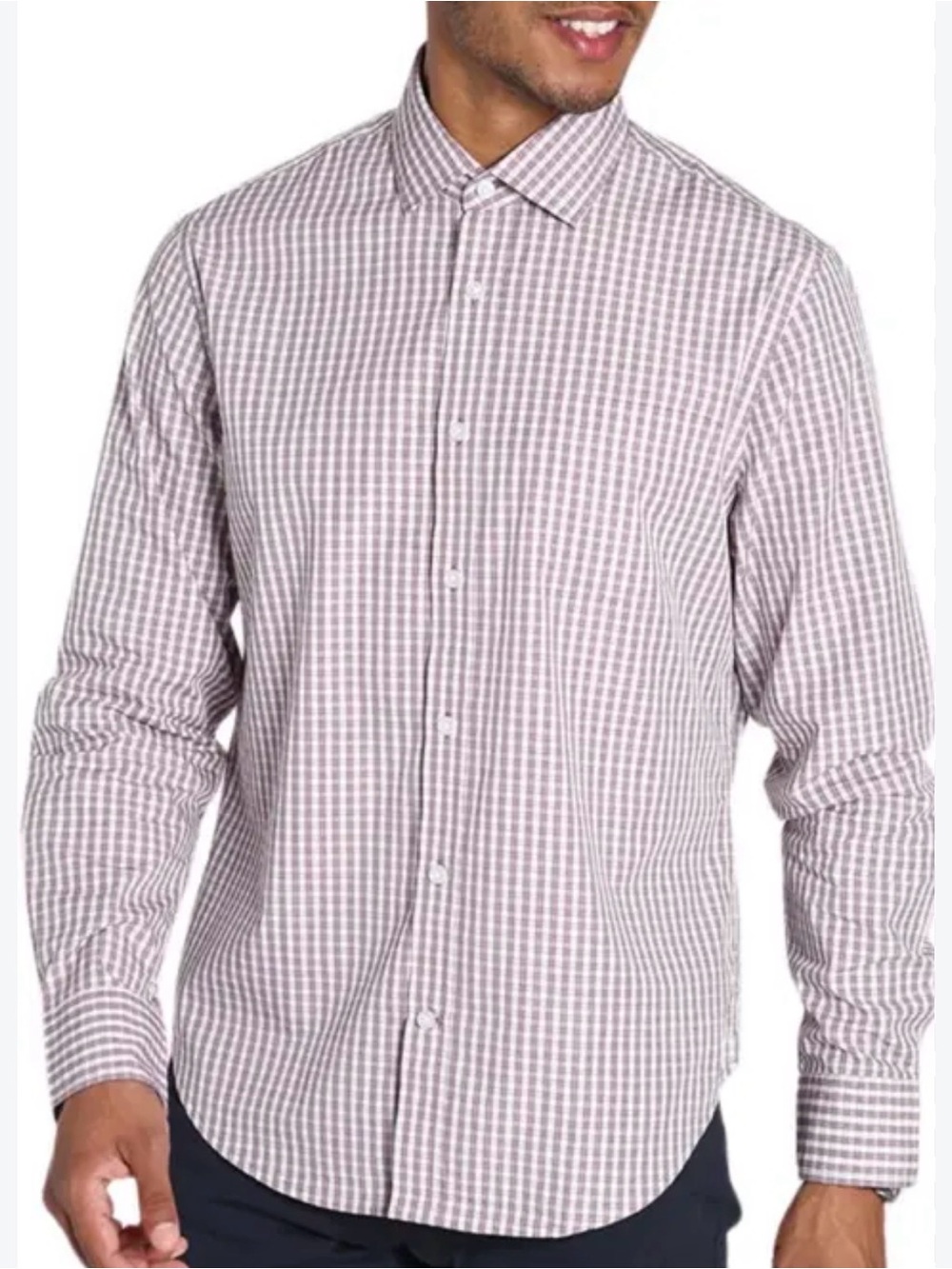 Nordstrom Men's Check Button-Down Shirt - White & Burgundy